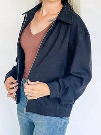 Hem & Thread - Jersey Zip Bomber Jacket