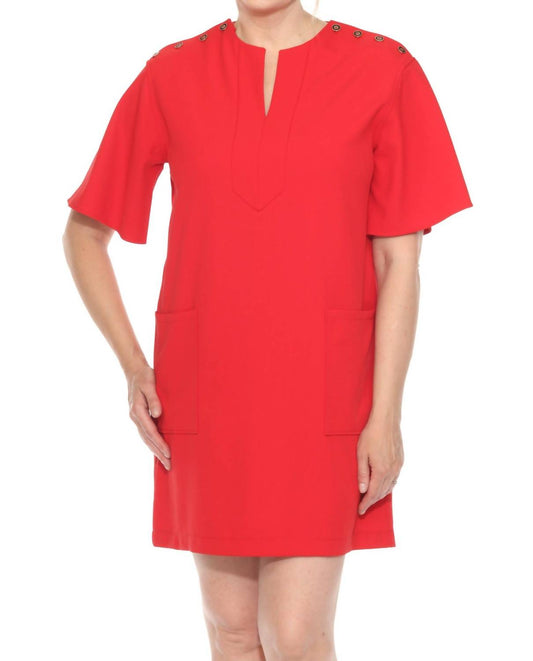 Joseph Ribkoff - Buttoned Shoulders Mini Shift Dress