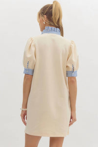 Entro - Mock Neck Contrast Striped Mini Dress