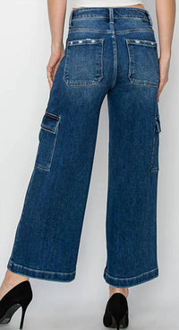 Risen - High Rise Crop Wide Leg Cargo Jeans