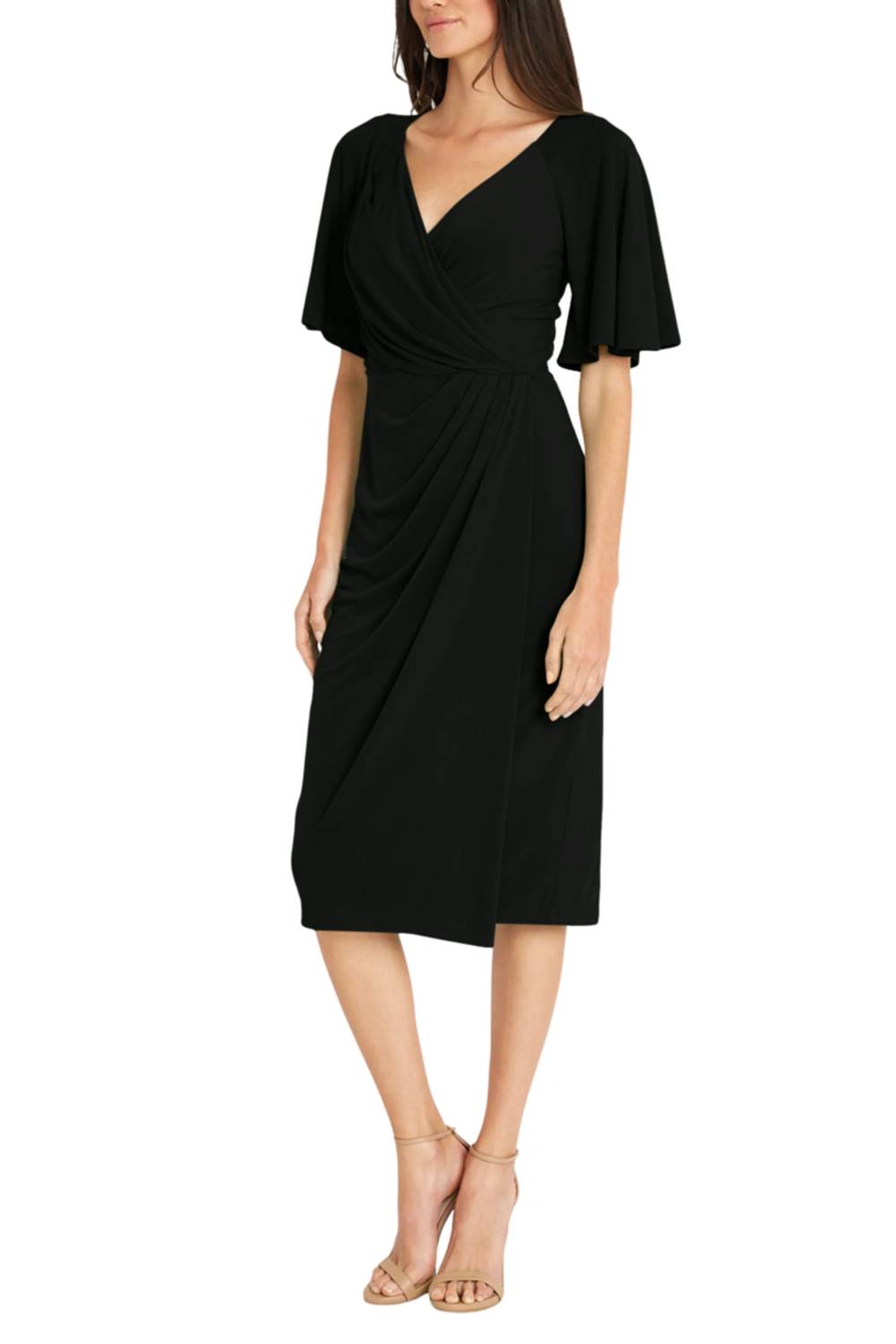 Maggy London - Flutter Sleeve Pleated Sheath Dress