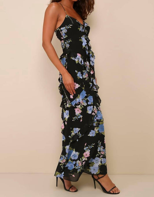 Lulus - Esme Floral Tie Back Dress