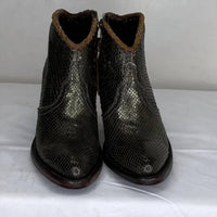 Allens Boots Women's Kyra Exotic High Heel Ankle Boots in olive - women's shoe - alternate view