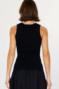 current air Lace Neck Sleeveless Sweater Tank Top in black - women's tank top - detail view