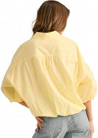 &Merci - Cut Out Embroidered Bubble Sleeve Top