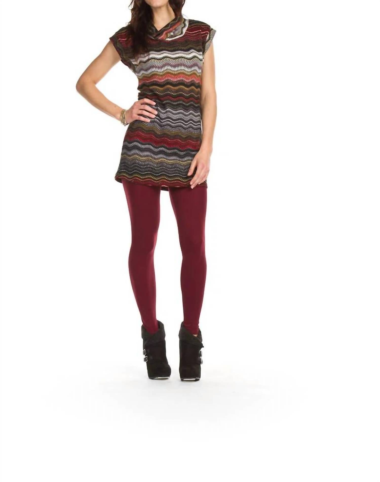 Papillon - Chevron Stripe Cowl Neck Dress