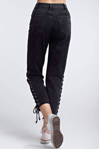 Honey Punch - Side Lace Up Denim Pant