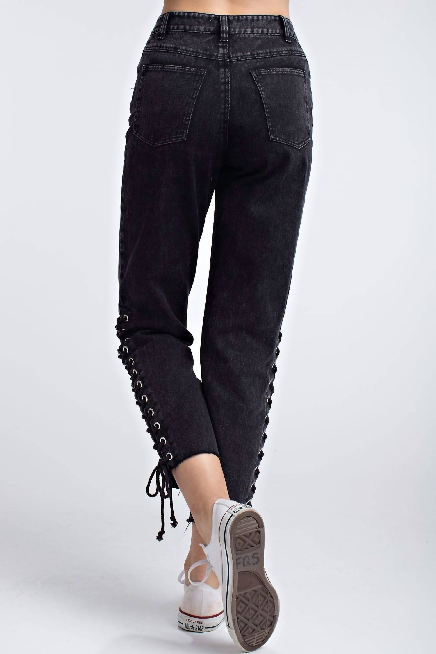 Honey Punch - Side Lace Up Denim Pant