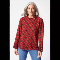 Habitat - Plaid Buttoned Cuff Top