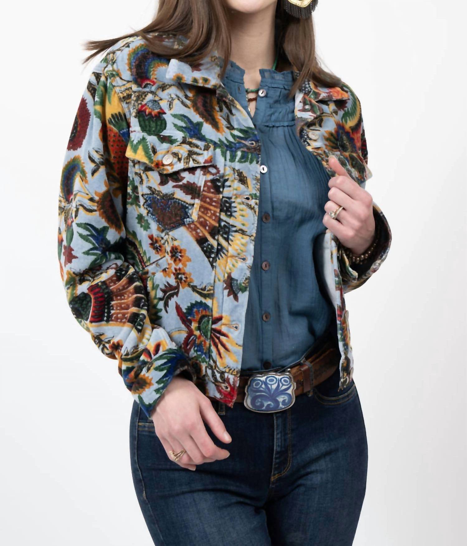 Ivy Jane - Print Velvet Jean Jacket