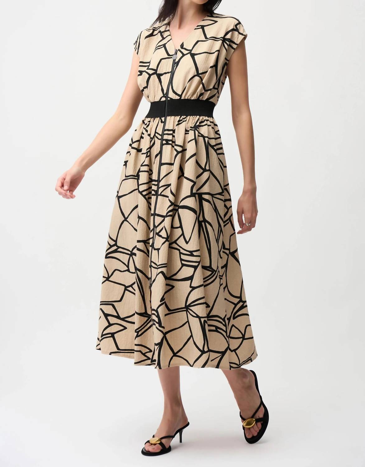 Joseph Ribkoff - Abstract Zip Front Flared Dress