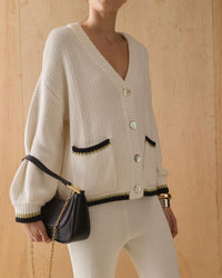 Sancia Women's The Charli Knit Cardigan in white - women's cardigan - detail view