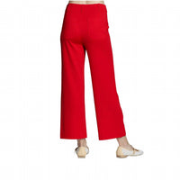 Apny - Women's Ponte Cropped Wide Leg Pant With Patch Pocket