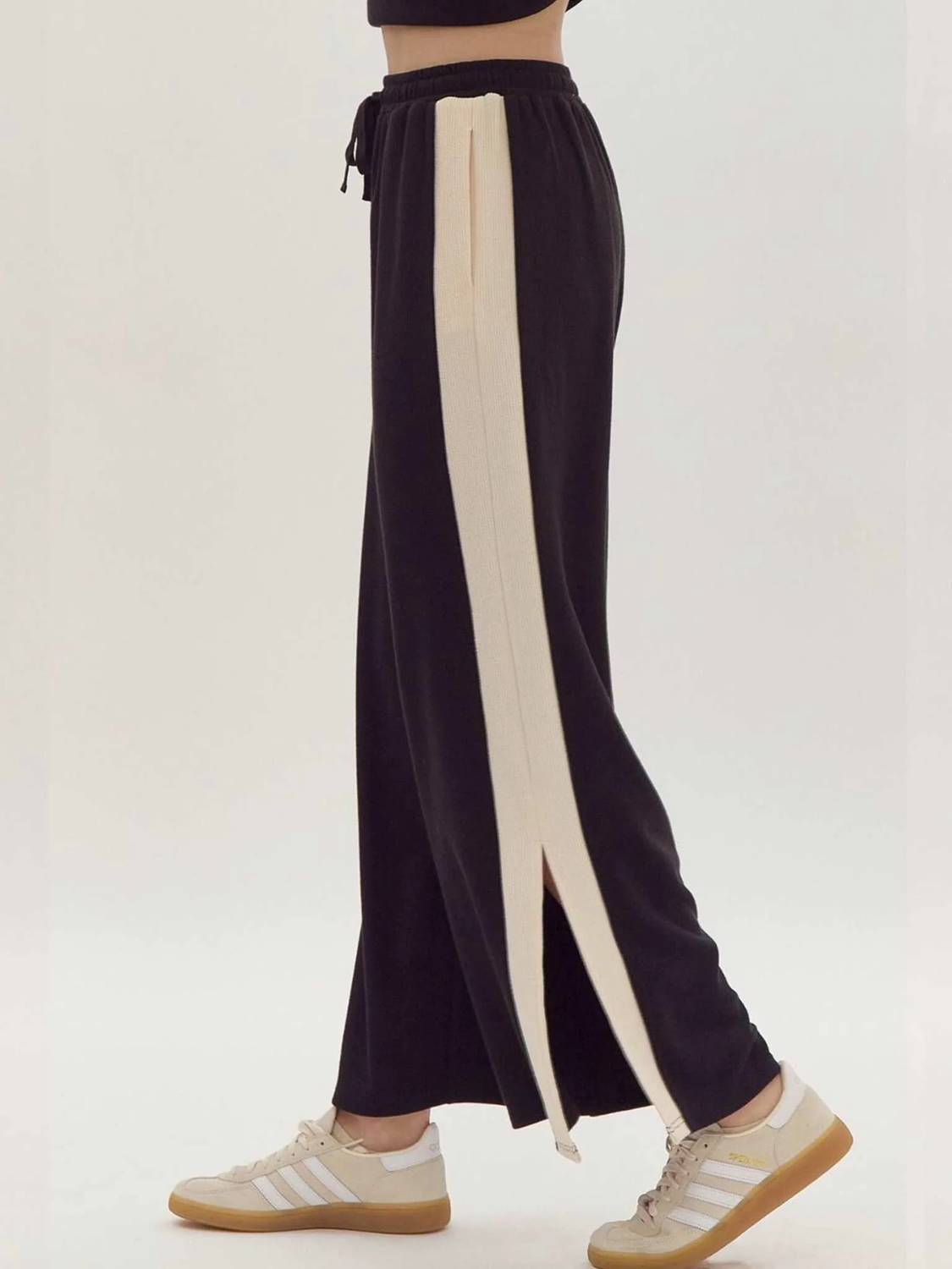 Entro - Ribbed Wide-leg Pants