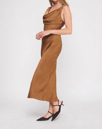Allie Rose - Draped Midi Dress With Brooch Detail