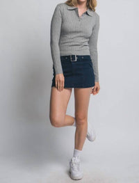 Love Tree - Cable Knit Polo Sweater Top
