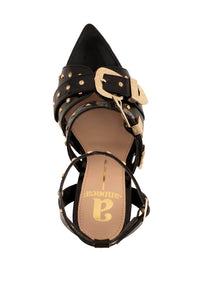 Andrea Women's Ornate Buckles And Studs Sandal in black - women's sandal - alternate view