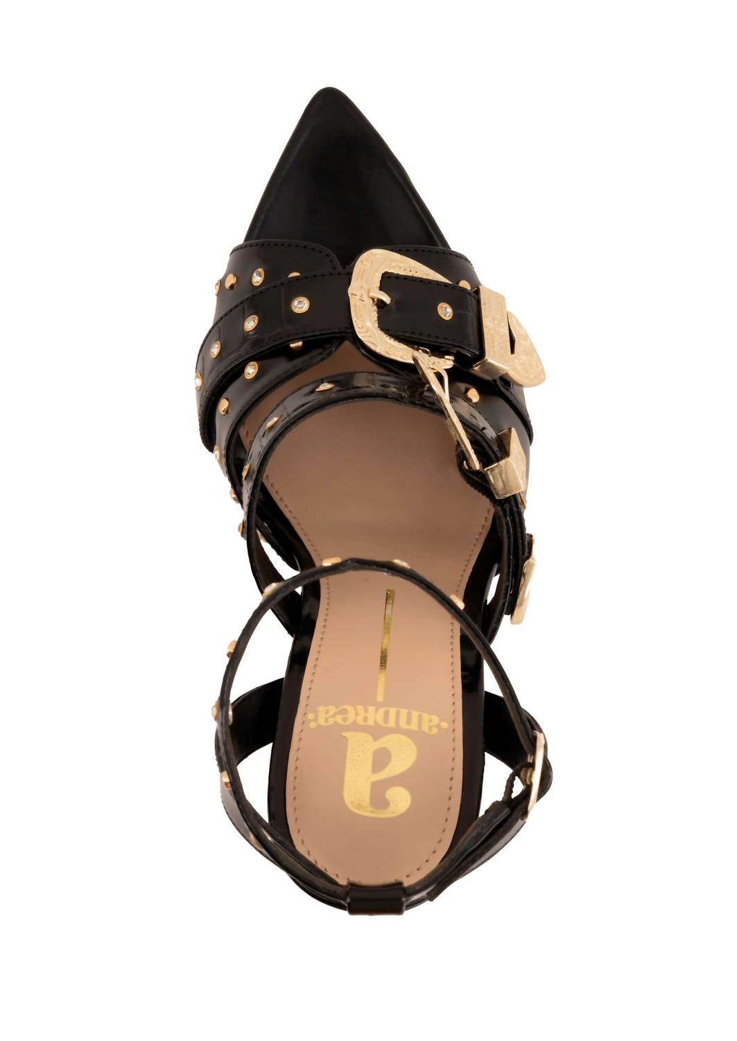 Andrea Women's Ornate Buckles And Studs Sandal in black - women's sandal - alternate view