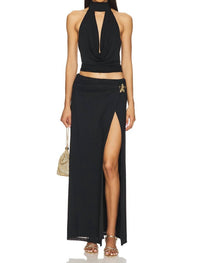 Runaway The Label - Farley Low Rise High Side Maxi Skirt