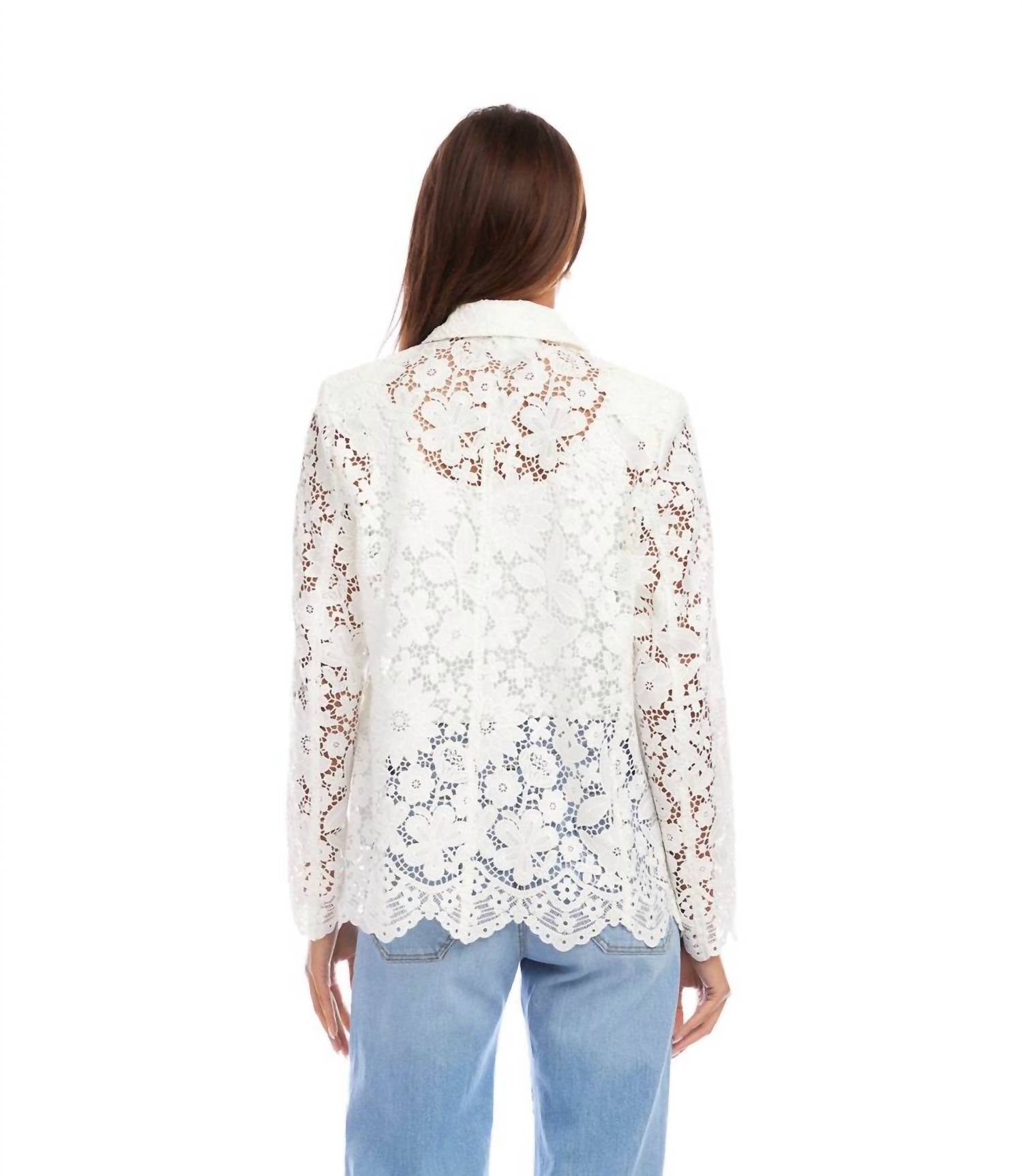Karen Kane - Floral Lace Scallop Edge Blazer