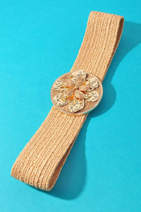Merveille - Women's Center Flower Straw Belt