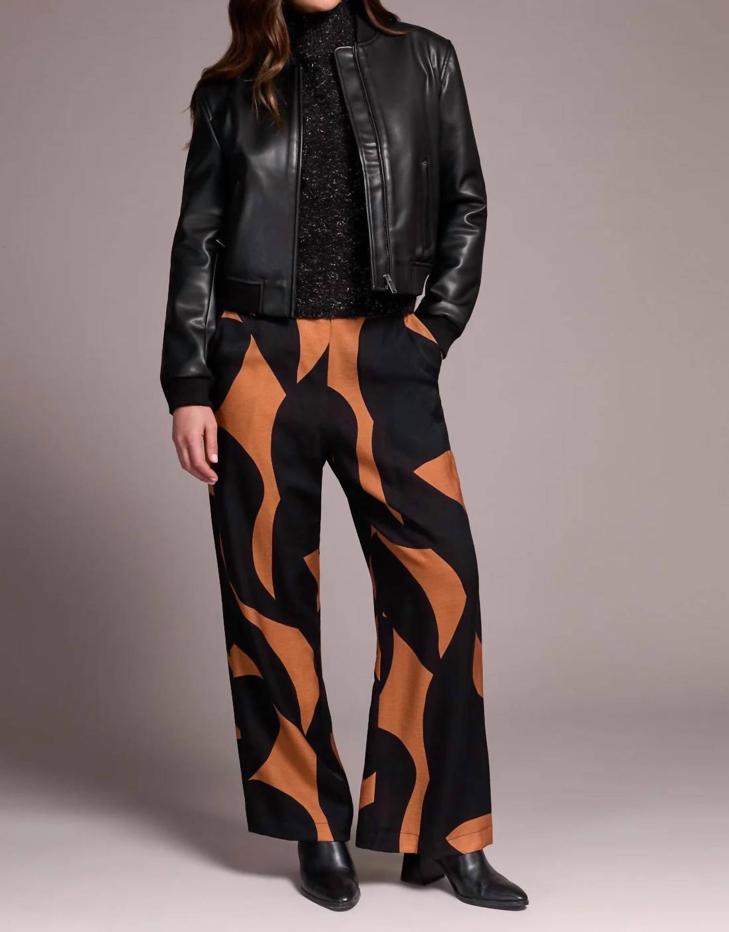 TRIBAL Soft Faux Leather Bomber Jacket in black - women's jacket