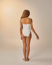 Haight Crepe Jen One Piece Suit in off white - women's swimwear - detail view
