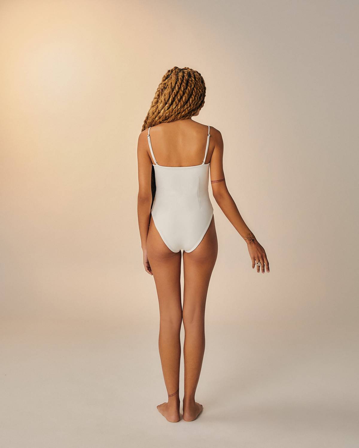 Haight Crepe Jen One Piece Suit in off white - women's swimwear - detail view