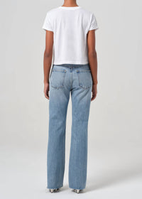 AGOLDE Leena High Rise Flare Jeans in stage - women's jeans - detail view