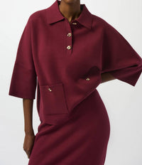 Joseph Ribkoff - Sweater Knit Boxy Pullover With Polo Collar