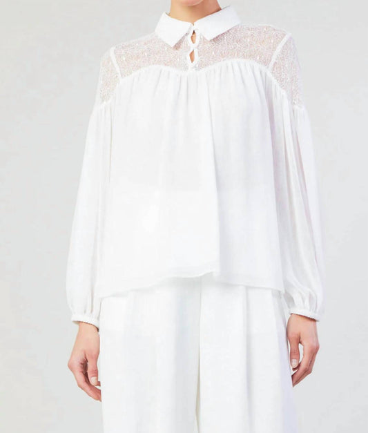 Current Air - Elyse lace yoke front blouse