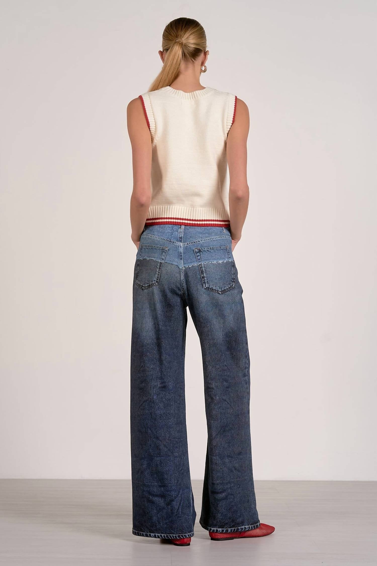 ELAN Chillin Pepper Sleeveless Sweater in off white - women's sweater - detail view