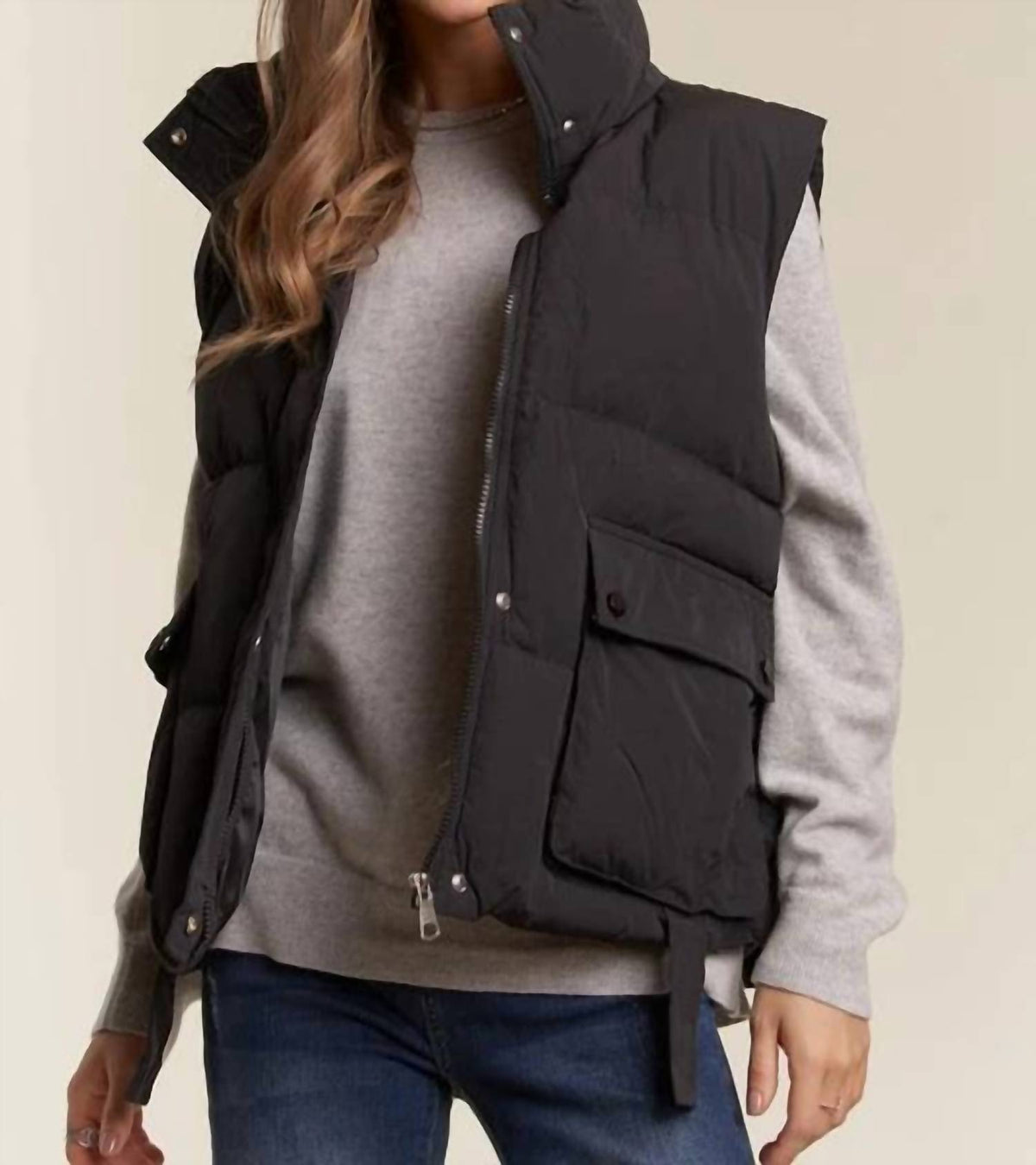 Adora - Front Zip Up Puffed Utility Vest