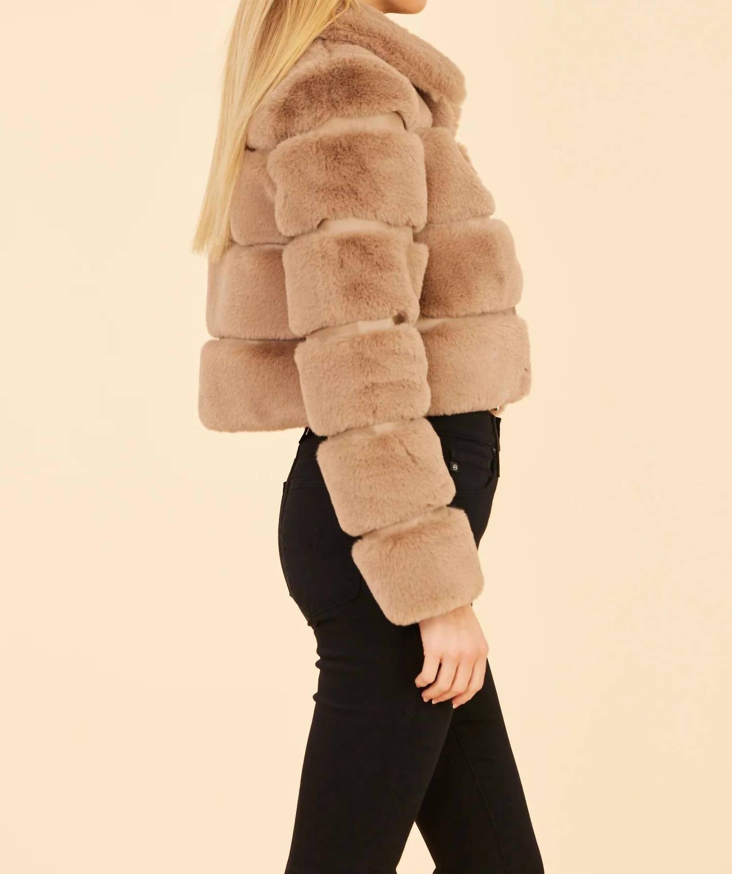 Dolce Cabo - Paneled Faux Fur Vegan Leather Cropped Jacket
