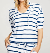 Chaser - Terry Cropped 3/4 Sleeve Pullover Hoodie