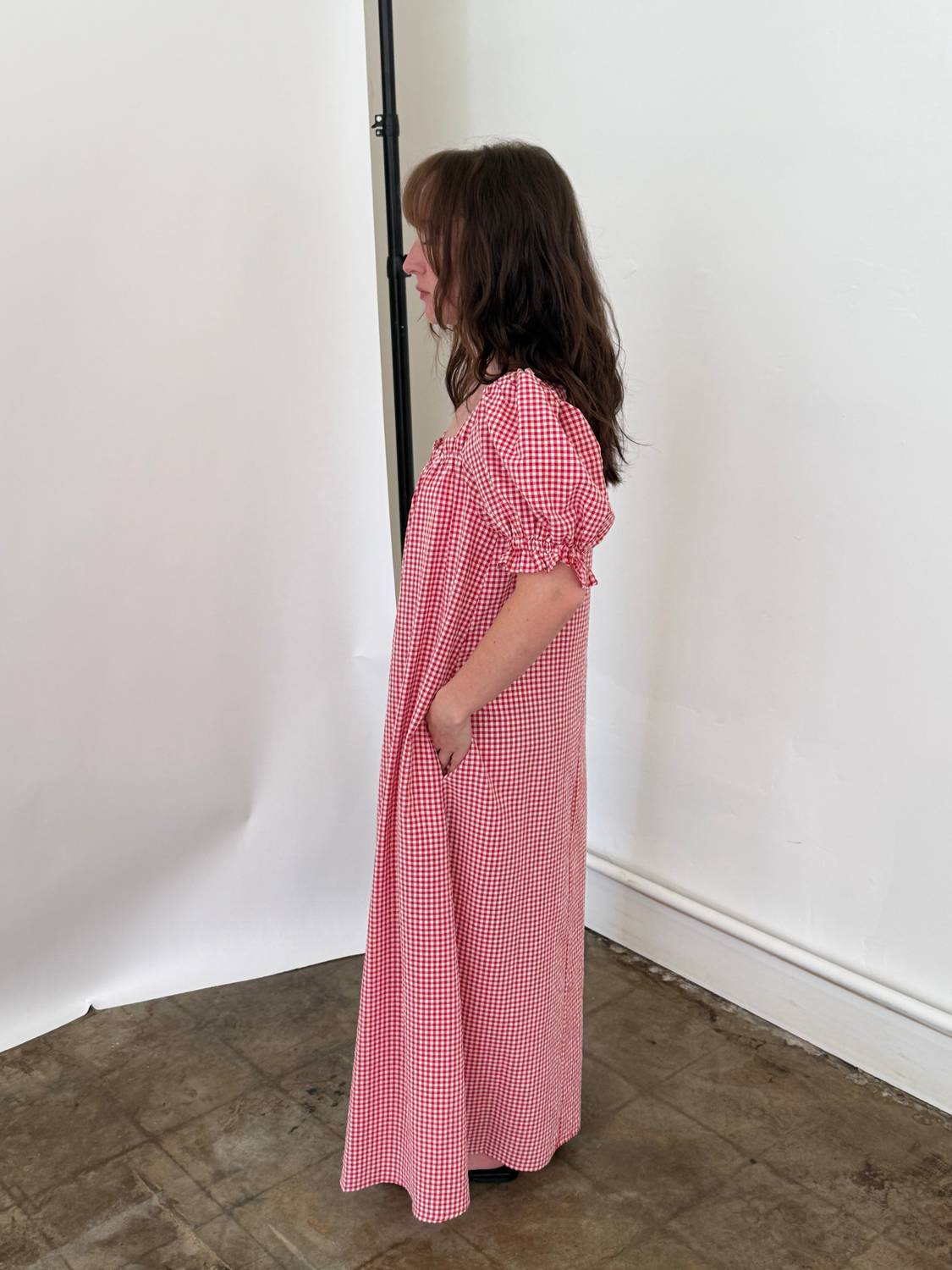 Things Between - Della Gingham Puff Sleeve Maxi Dress