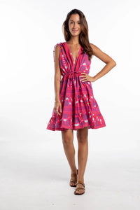 Bindu - Allegra Deep V-neck Sleeveless Tired Mini Dress