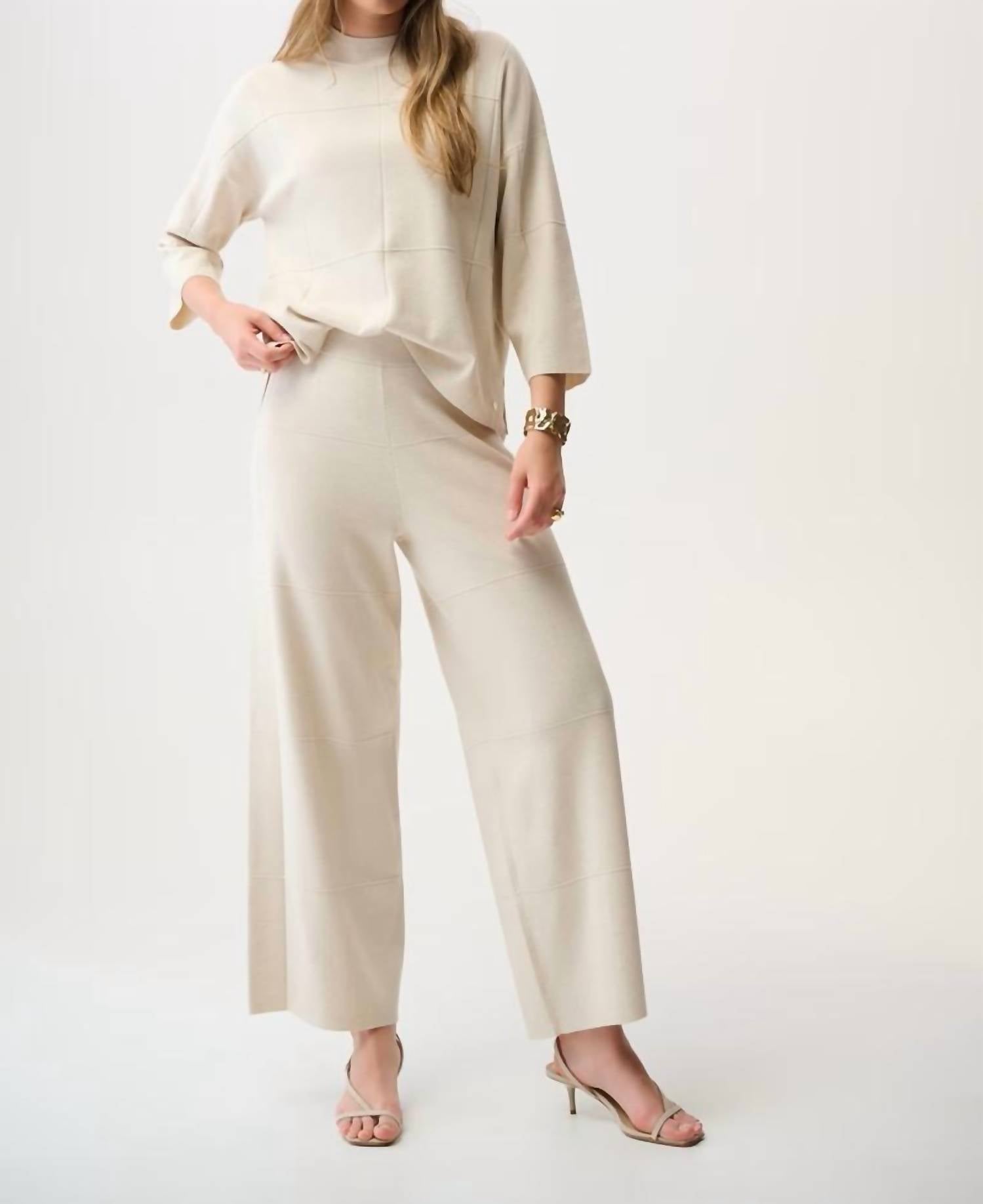 Joseph Ribkoff High Waisted Belted Trousers in birch melange 1 - women's pants - alternate view