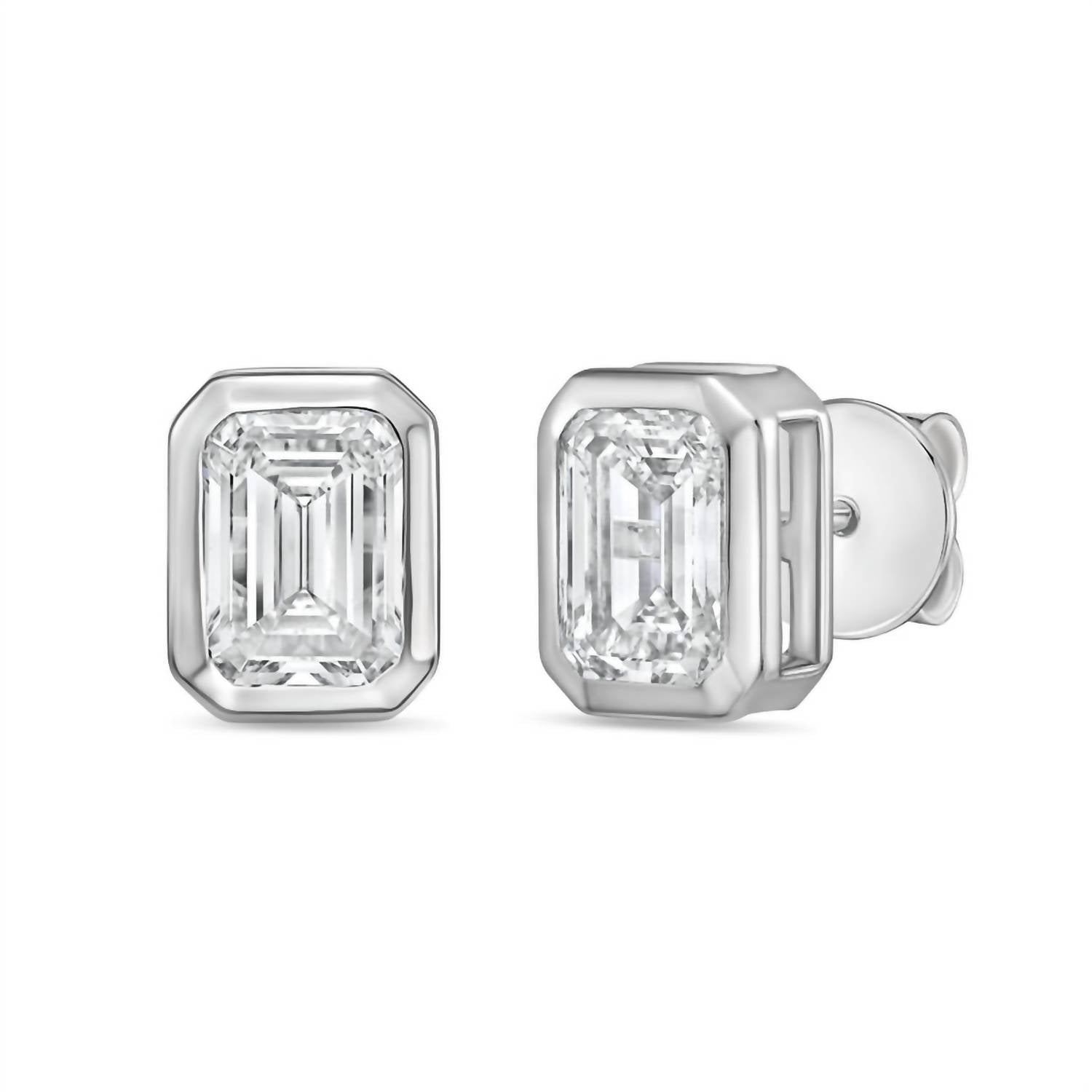 Diana M Jewels - Women's Emerald Lab-grown Diamond Stud Earrings (7.00 Tcw) - Elegant