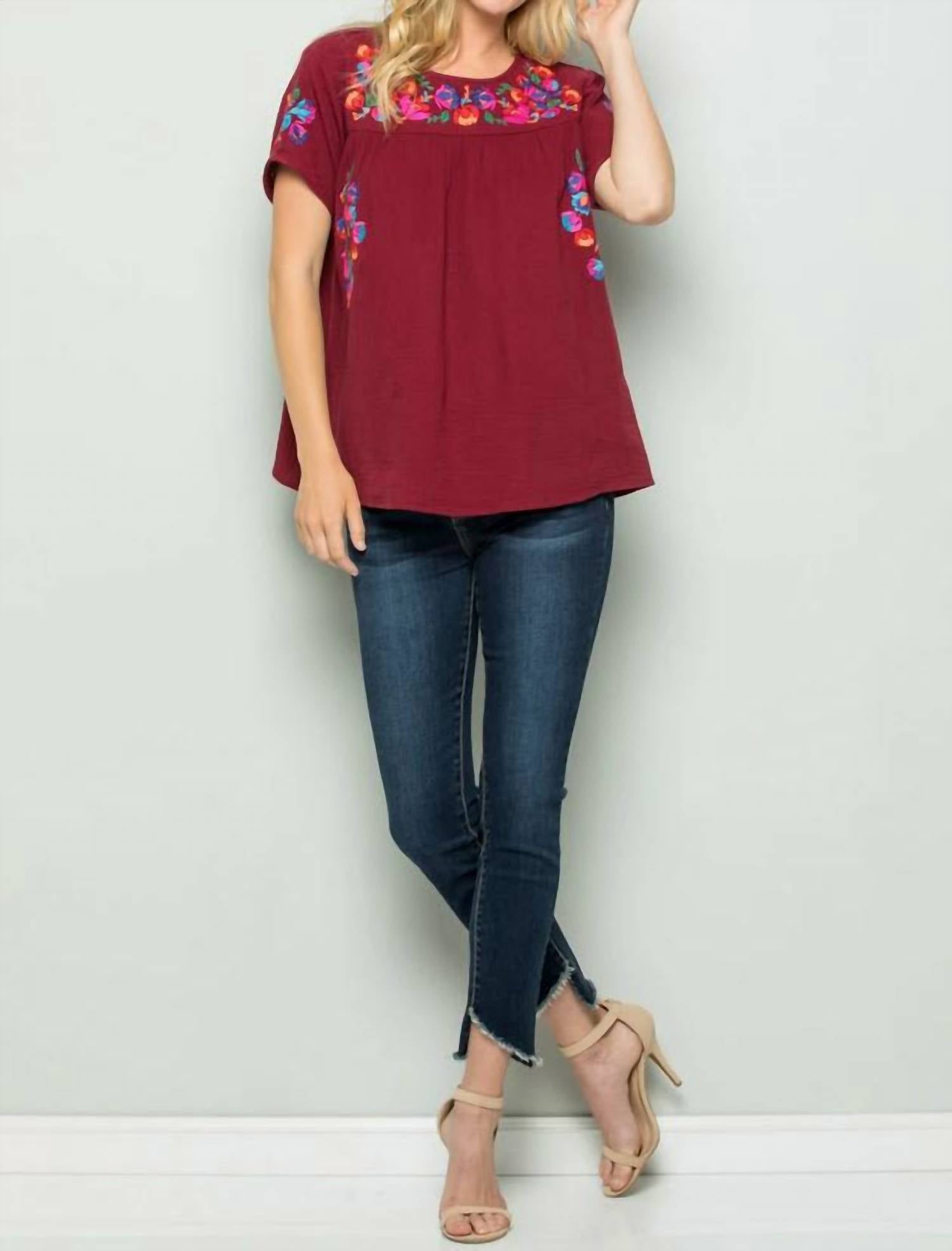 See And Be Seen - On The Border Embroidered Top