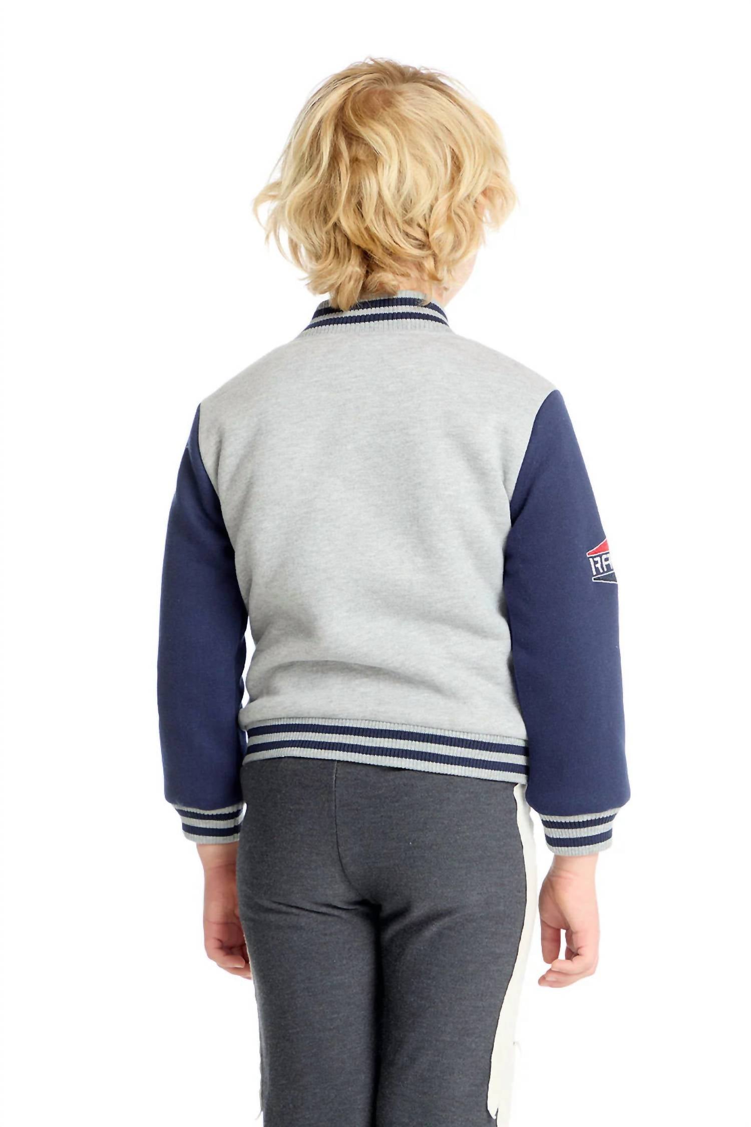 Chaser Boys Allan Bomber Jacket in navy heather grey - item - detail view