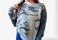 Bucketlist - Camo Contrast Knit Sweater