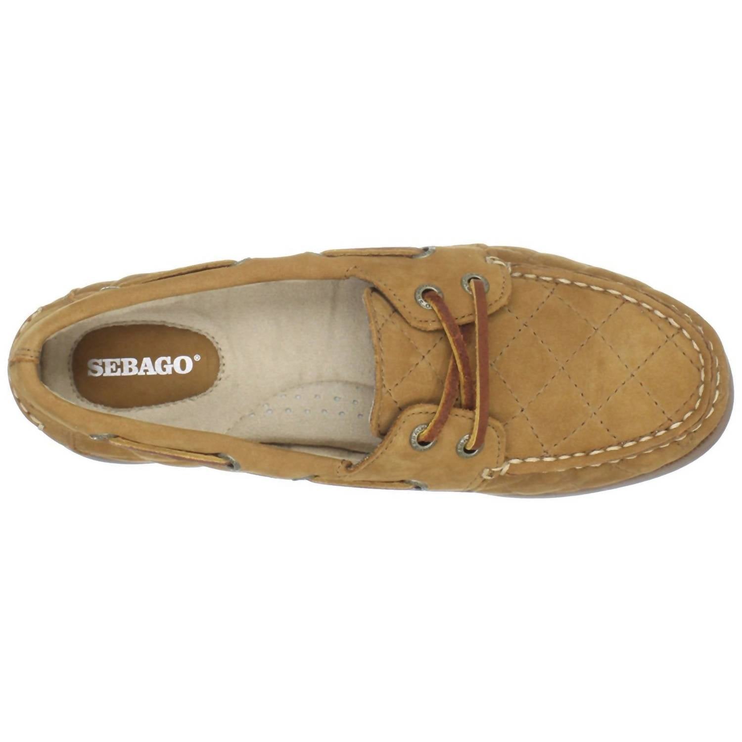 Sebago Women's Coast Two Eye Quilted Boat Shoes in wheat - women's flats - view 5