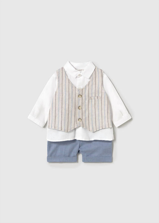 Mayoral - Boys' Pinstripe Shorts With Vest Set