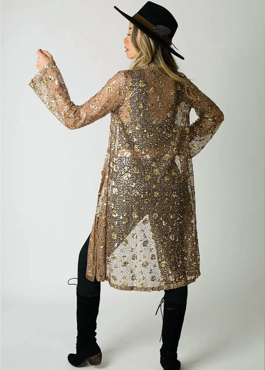 Joyfolie - Luz Pecan Sequin Duster