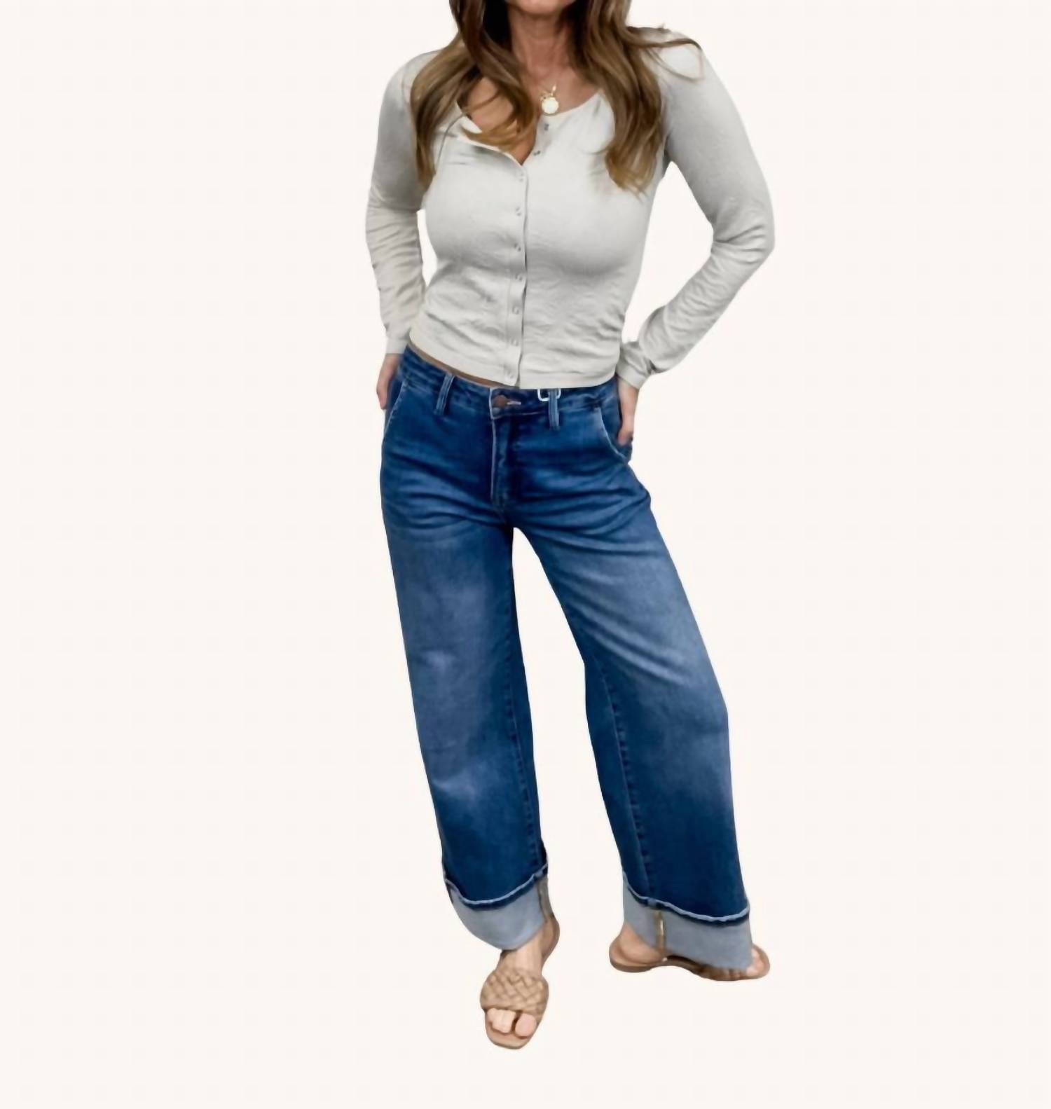 Risen - Hamptons Cuffed Wide Leg Jeans