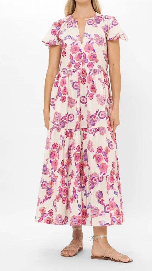 Oliphant - Painted Florals V-neck Maxi Dress