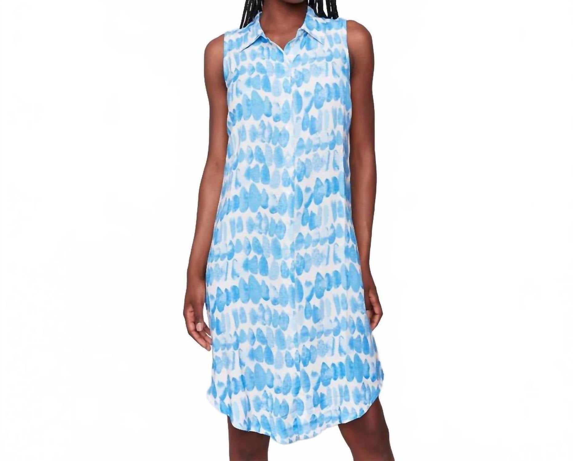 CHARLIE B Print Sleeveless Button Front Dress in lagoon - women's dress