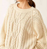 Free People Frankie Cable Sweater in ivory - women's sweater - view 4