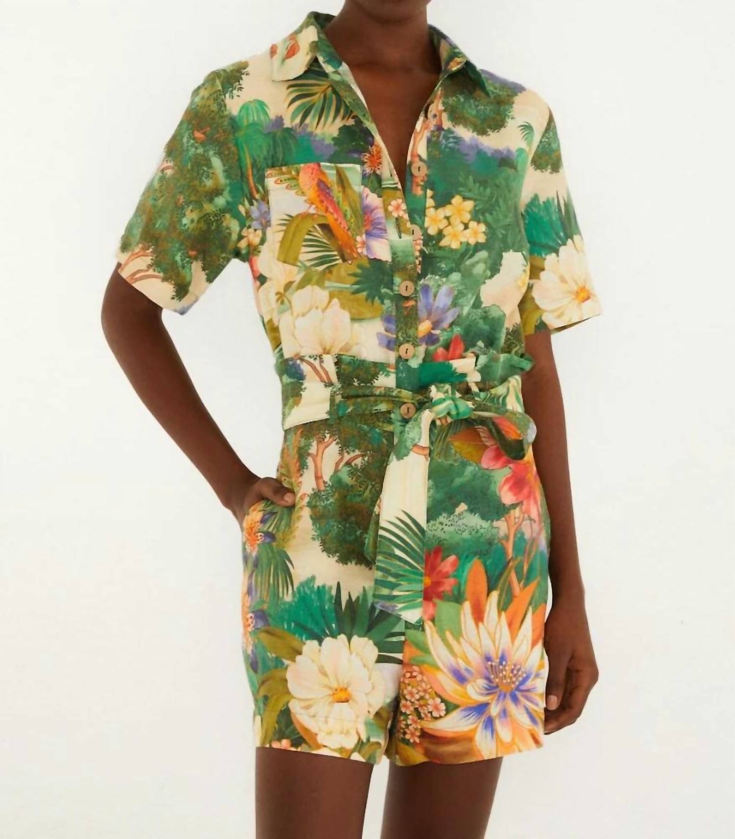 Farm Rio - Ecovero Linen Floral Romper